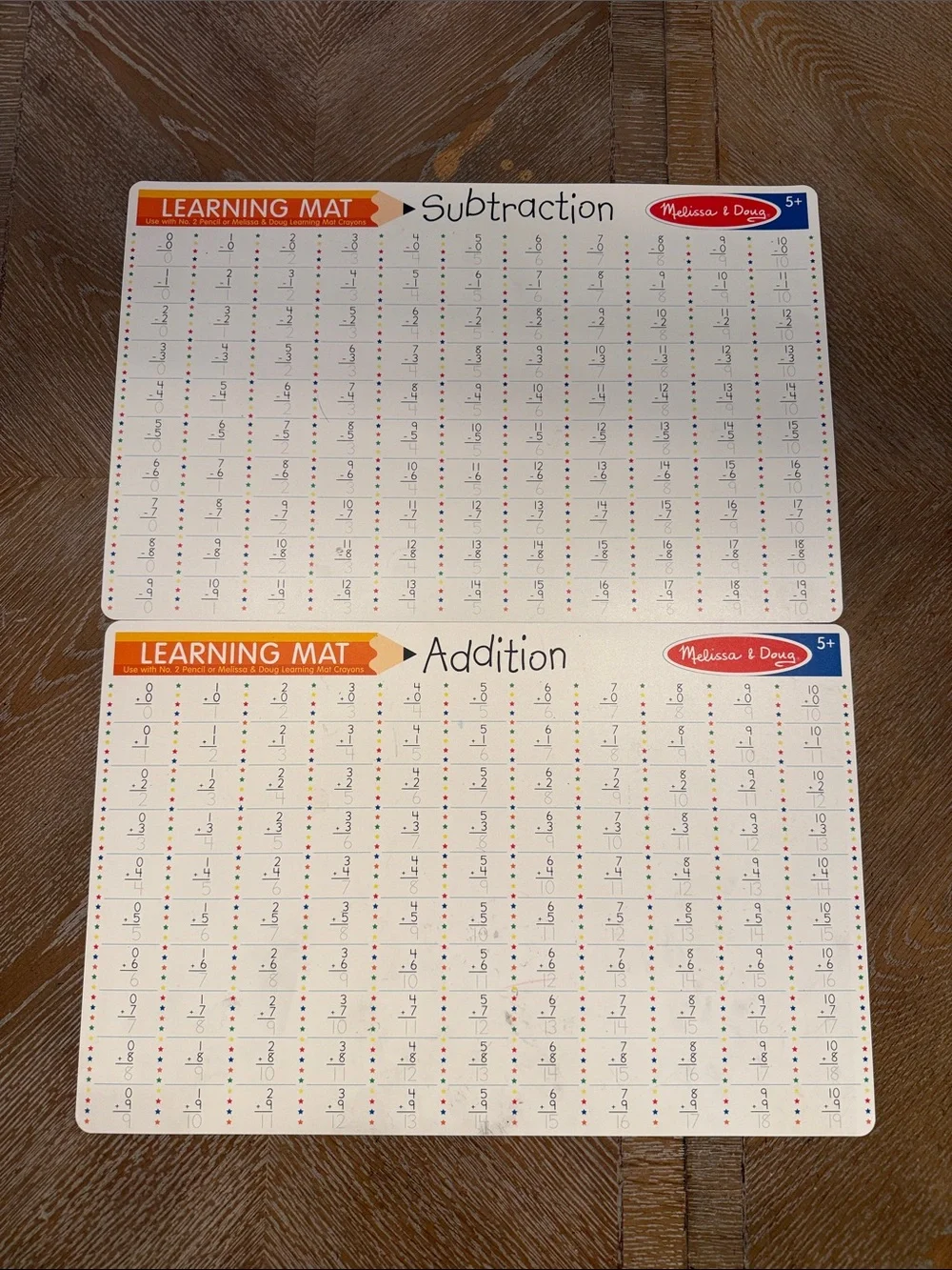 Melissa & Doug Addition Subtraction Learning Mats Set of 2 Ages 5+